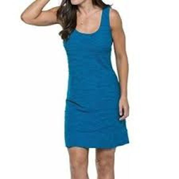 Toad & Co Samba Wave Tank Dress Blue Textured Organic Cotton Women XS - Picture 1 of 12